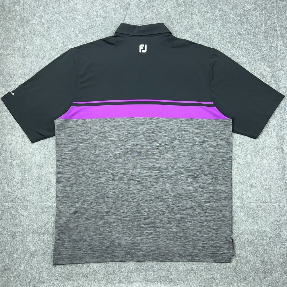 Footjoy Polo Shirt Men 2XL Black Gray Purple Old South Performance Golf Stretch - Picture 7 of 13